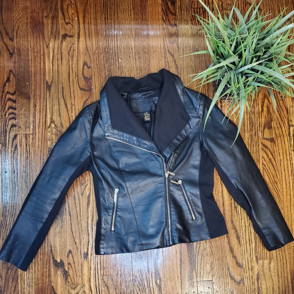 Iman Black Leather Motorcycle Jacket Women's - Picture 10 of 11